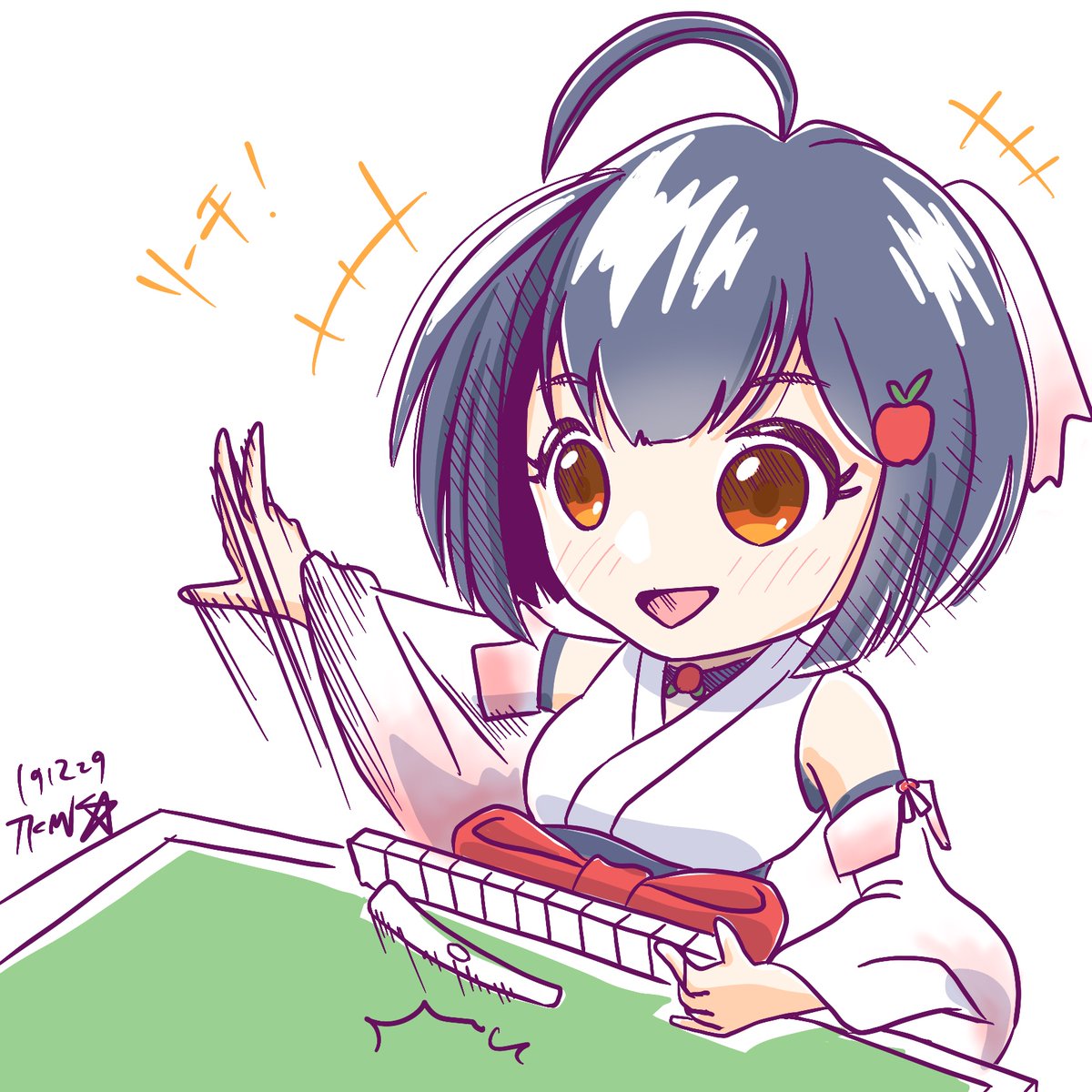 55Tokimeki3's tweet image. 長時間まあじゃん、おつかれさま〜🍏🍎
 #アートりんこ #津軽りんこ