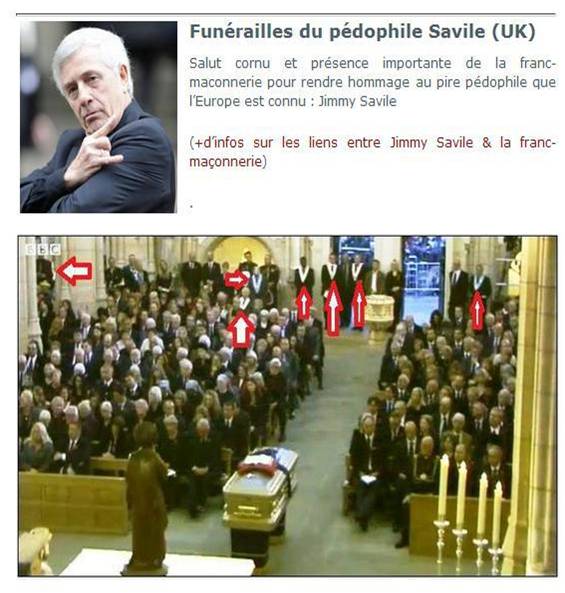 Kyrie_Eleison7's tweet photo. @jds1306 L'enterrement de cette immondice pédophile #JimmySavile lui même était #FrancMac entourer de ses frères la truelle Lucifériens ! https://t.co/OSZGZMeJSK