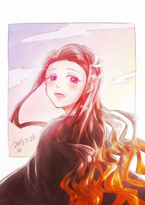 呑ん︎︎︎さんがTwitterに投稿した竈門禰豆子(鬼滅の刃)のイラスト。