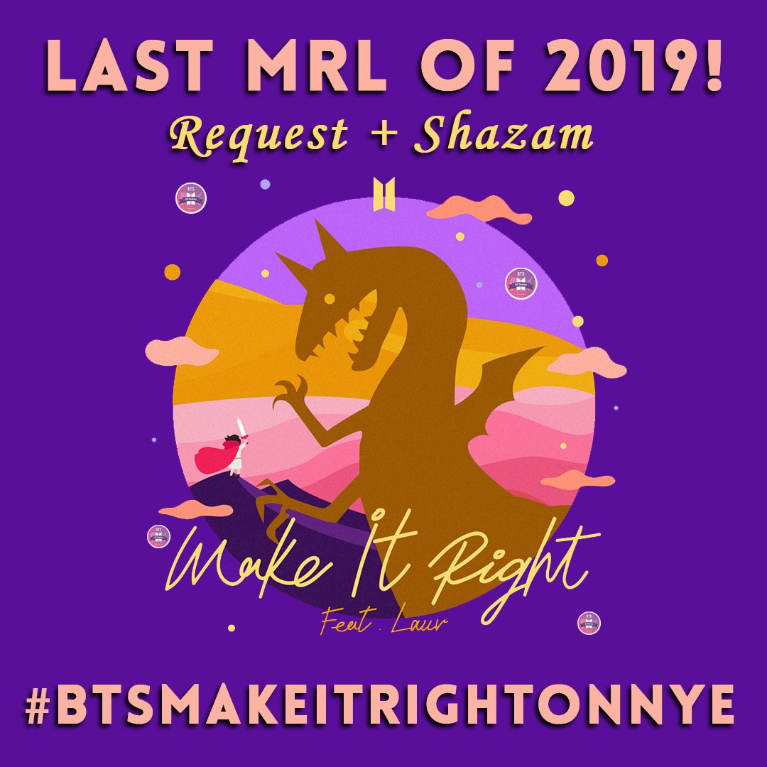 BTSx50States's tweet photo. ARMY it's the last @MostRequestLive of 2019!
Are you ready to get your request on for #MakeItRightRemix by @bts_twt ft @lauvsongs!
Let's get ready to send those requests in to @OnAirRomeo 🥳🥳
#SeeYouAtSeven 💜 https://t.co/ak78x9qkNx