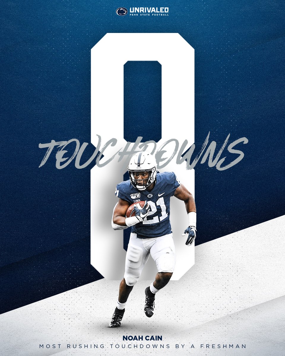PennStateFball's tweet photo. Records were made to be broken. 

Most rushing TDs EVER by a freshman in school history. Congratulations, @therealnoahcain! 

#GoodyearCottonBowl 
#WeAre https://t.co/iQueJY5FGe