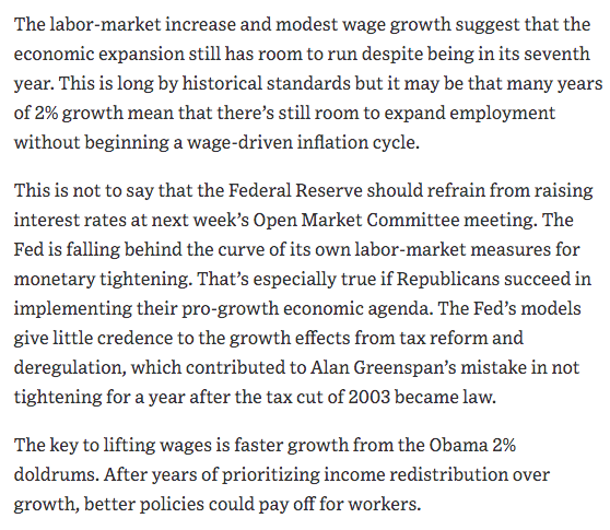 March 2017 "The Fed is falling behind the curve of its own labor-market measures for monetary tightening. That’s especially true if Republicans succeed in implementing their pro-growth economic agenda."