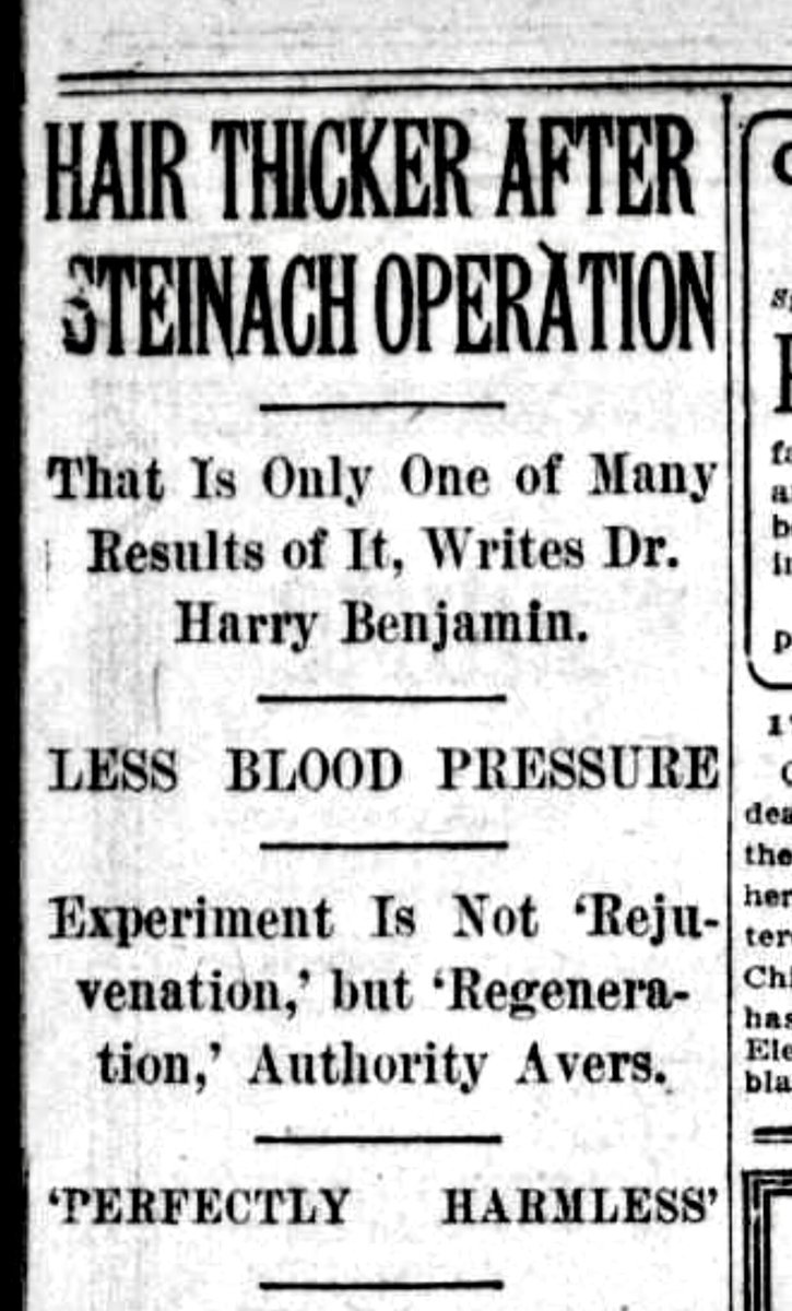 This seems perfectly legit.WPATH and AFFIRMATIVE QUACKERY derive straight from this con-man.After tricking desperate folks with a fake TB cure made from turtle fluids (1913), WPATH patron saint Harry Benjamin got rich doing vasectomies on the 1920s version of yuppies.