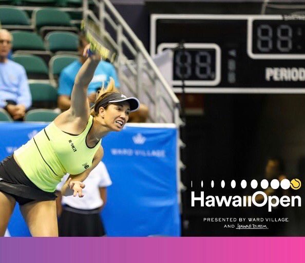 Good morning! Join us in congratulating 2019 Hawaii Open Women's Champion Danielle Collins! Unfortunately Angelique Kerber sustained an injury during warm up &amp; has withdrawn. We will now feature a surprise mixed doubles match featuring our #HawaiiOpen stars &amp; a celebrity chair!