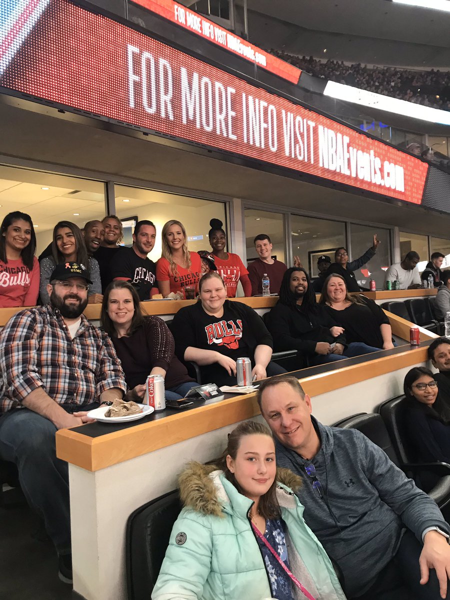 BrianGabrielUAL's tweet photo. Nothing better than spending Saturday evening at the United Center, watching the @chicagobulls, with the Customer Solutions team. They’ve worked so hard all year, the dessert cart is the best way to say thank you!
 @weareunited #BeingUnited https://t.co/66sPjJcbF8