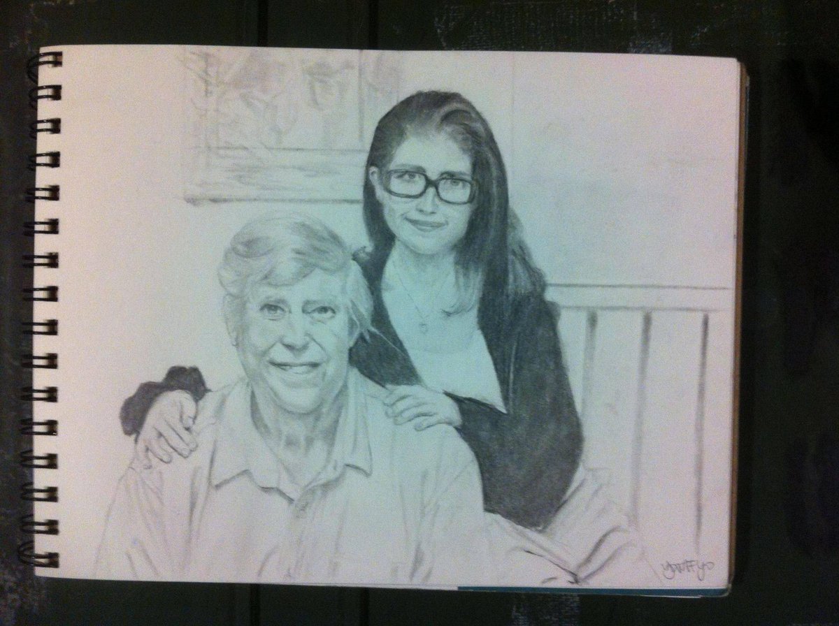 From that community, an AMAZING artist created this drawing for me of me and my dad, from a pic that was taken just before my dad started chemo. He wanted to get his hair cut off before starting chemo so that he’d have it all dealt with at once, vs losing hair thru the process.