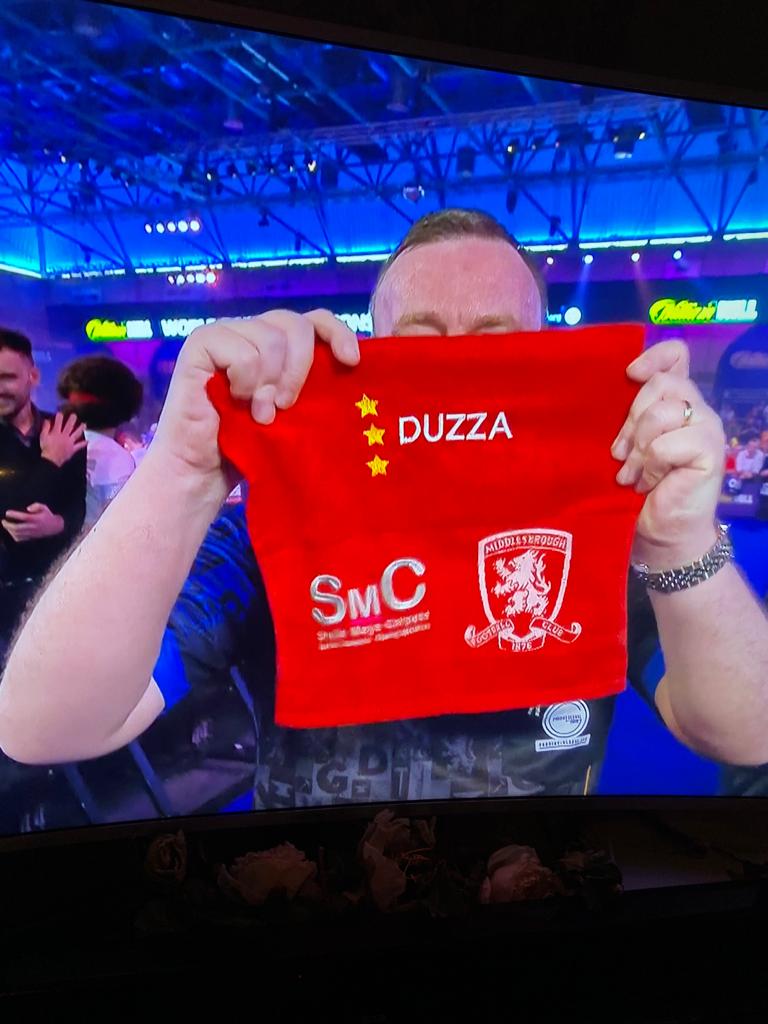 Sheila Mays Carpets (@smc_flooring) on Twitter photo All the way at the Palace ...Mon the Duzza 👑 <a href="/Duzza180/">Glen Durrant</a> @Duzzanewspage <a href="/Boro/">Middlesbrough FC</a> All the way at the Palace ...Mon the Duzza 👑 <a href="/Duzza180/">Glen Durrant</a> @Duzzanewspage <a href="/Boro/">Middlesbrough FC</a>
