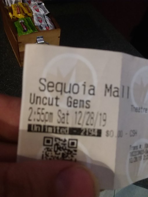 Joey Hollywood Films 📼 - 1 pic. About to watch #UncutGems at #RegalTheaters with #RegalUnlimited https://t.co/dGyJSc9OL8
