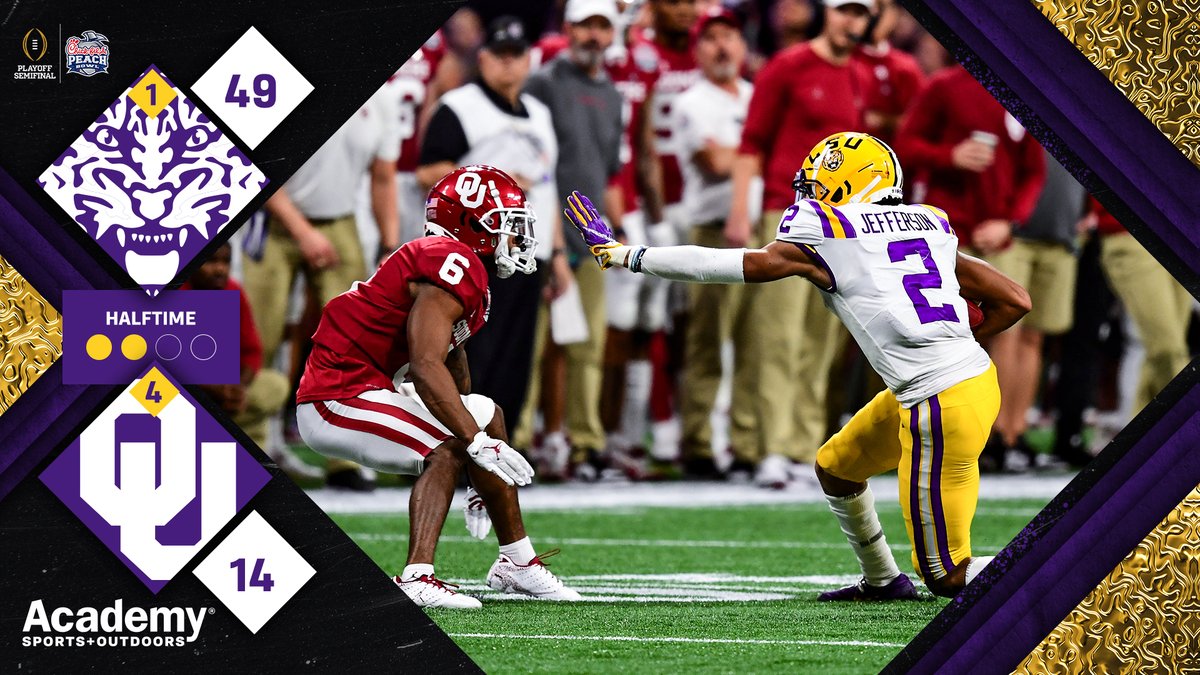 LSUfootball's tweet photo. One Half To Geaux

#GeauxTigers | #CFBPlayoff https://t.co/jCZs2QJAYg