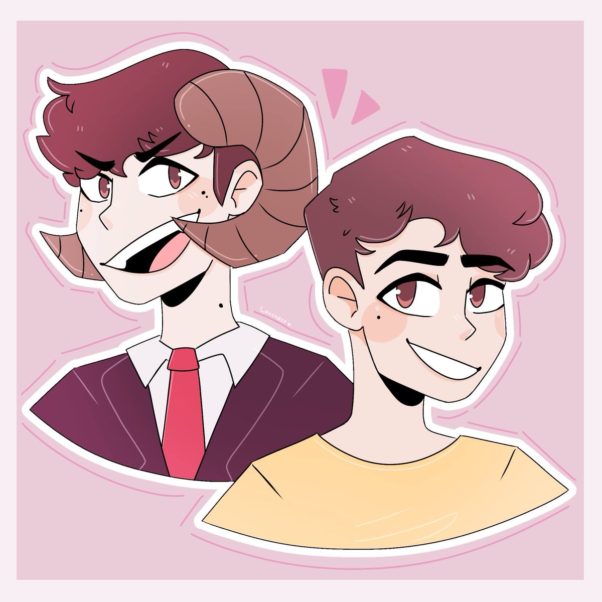 sonderpluto's tweet image. haven't posted art in forever so idk if anyone will see this but I drew the boys,, not sure if I like how it turned out but they were fun to draw :) [@wilbursoot @jschlatt]