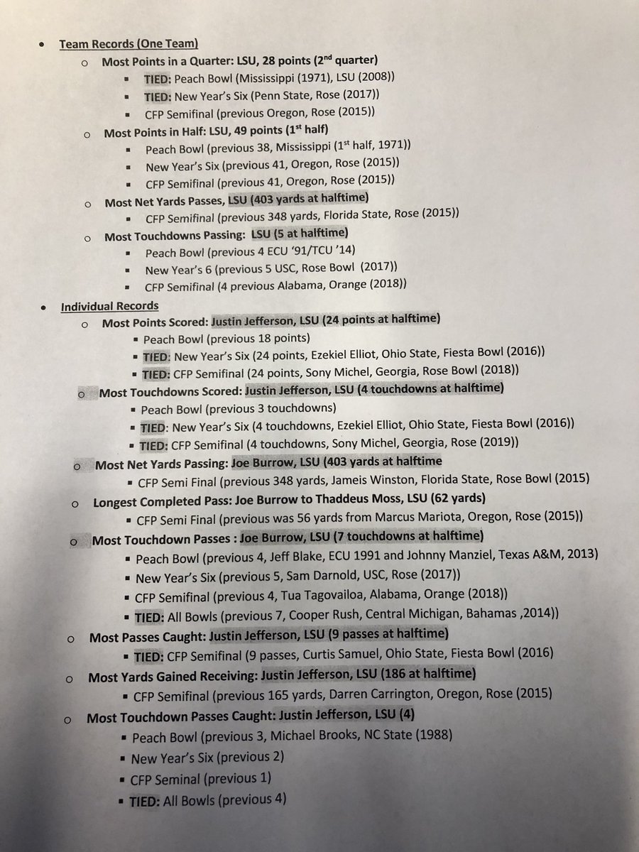 9SportsDirector's tweet photo. I don’t have the energy to retype these #LSU #recordsettingday @WAFB9Sports https://t.co/5Y6jc7apVy