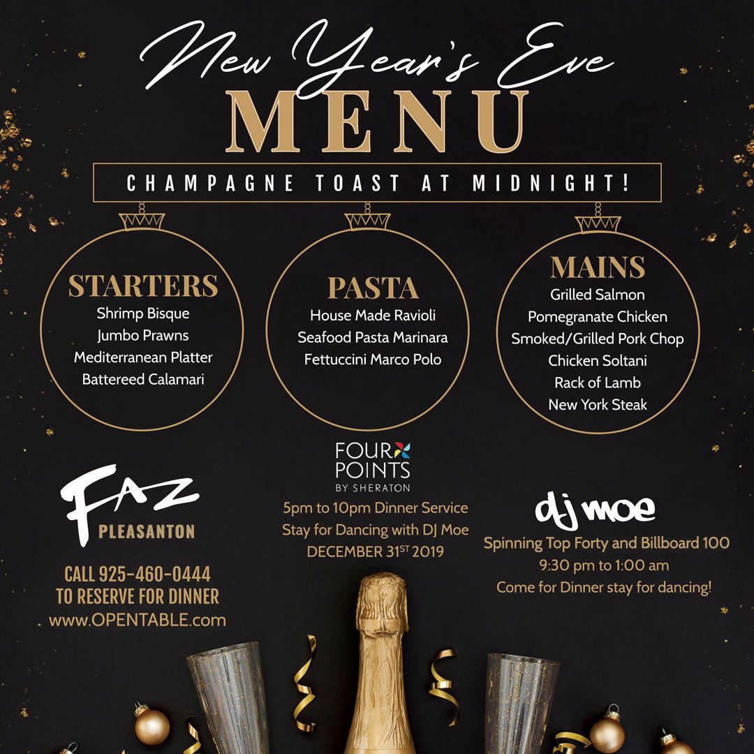 faz_pleasanton's tweet image. The Holiday Magic continues at Faz for a one of a kind New Years' Eve Dinner Party.

Make reservations today to ensure we have seats available upon your arrival for you, your friends, and your family!

December 31st

#fazpleasanton #fazrestaurant