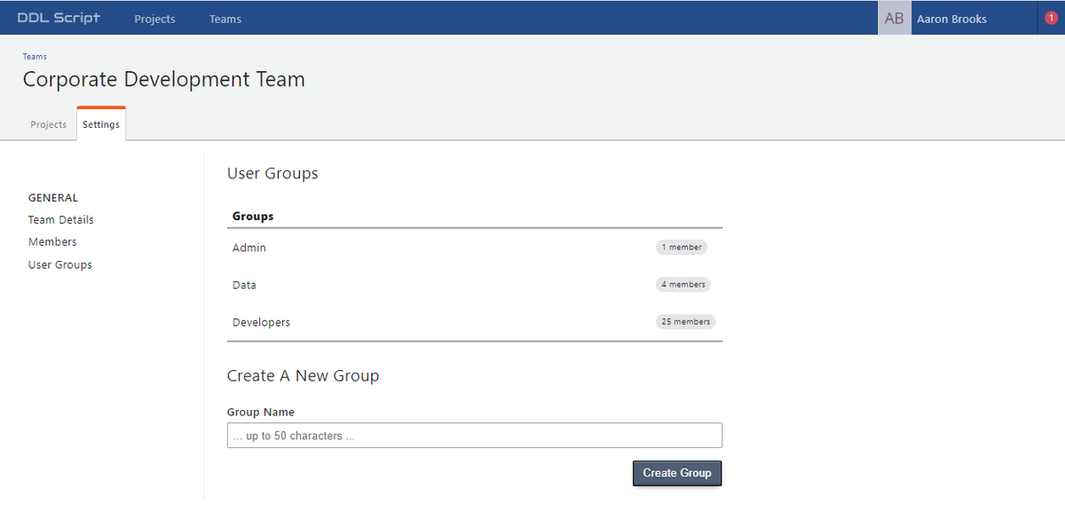 ddl_script's tweet image. We've just added in the ability to help manage your #Database by being able to create and manage User Groups within your team; allowing you to set account level and project based permissions to a collection of users with relative ease: ddlscript.com #mysql #SQLServer