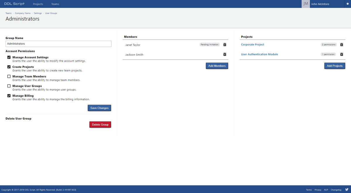 ddl_script's tweet image. We've just added in the ability to help manage your #Database by being able to create and manage User Groups within your team; allowing you to set account level and project based permissions to a collection of users with relative ease: ddlscript.com #mysql #SQLServer
