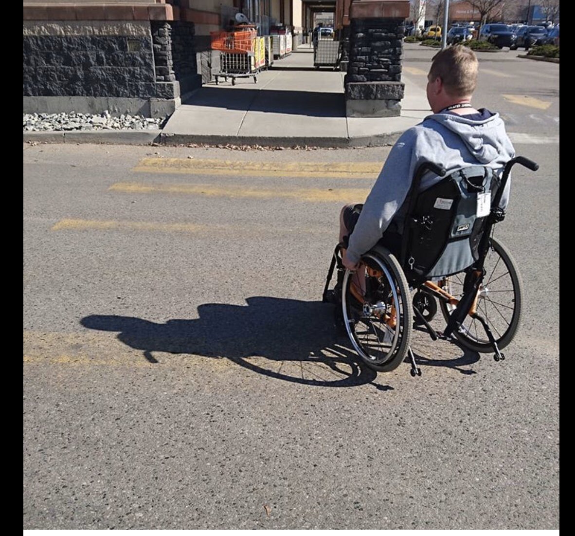 karhagel's tweet photo. Super useful crosswalk 🤦‍♀️😒 @MichaelsCrafts #kelowna #paraplegic https://t.co/DAb5DjuQHs