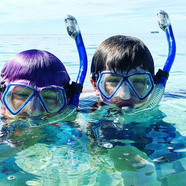 kerrykinney's tweet photo. Tag team of underwater disruption. #helicoptermom🚁  #sea #snorkel #Utila #beach #reef #travelblogger #kids #wanderlust https://t.co/X24ulww99R https://t.co/r0bnodlUSW