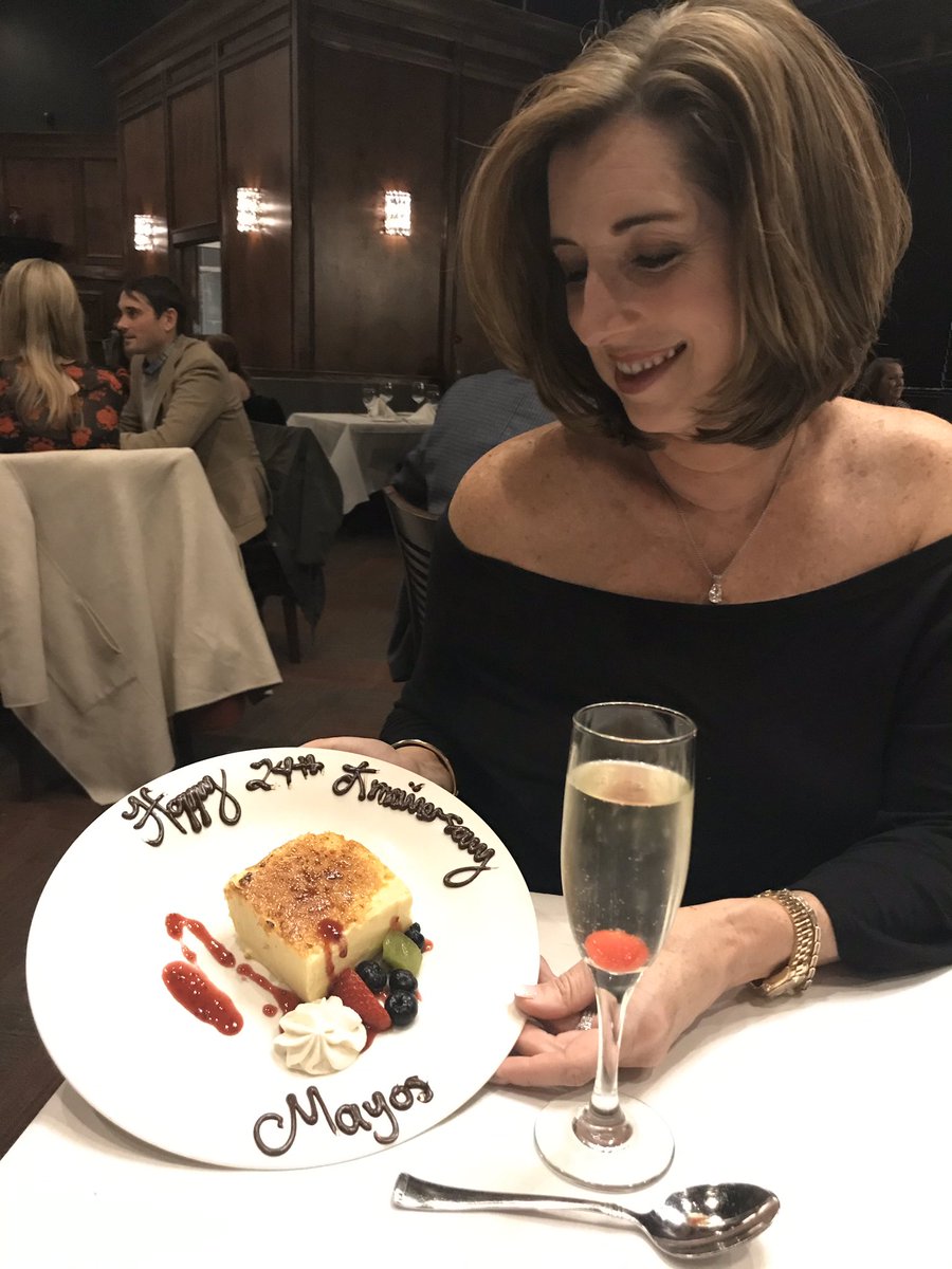 KATVMelinda's tweet photo. It can be hard to fit in a December wedding anniversary; but we got to it, just a little late at Arthur’s Prime Steakhouse. The “contemplative look down” was his idea, so I made him do it too! #24years #nextyearsilver https://t.co/7724LtzbtE