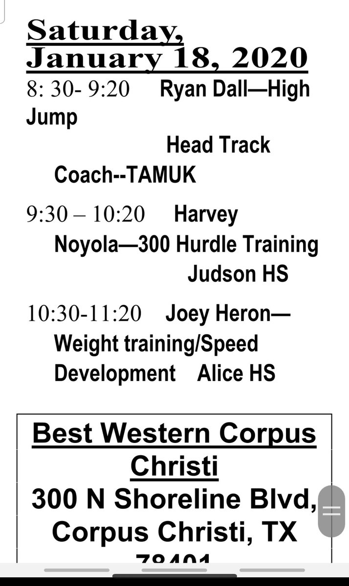 JoeyheronCSCS's tweet photo. Excited and humbled to let everybody know that I’ll be speaking at the Coastal Bend Coaches Association Coaches Clinic this year. The presentation will be over creating track speed in the weight room. I hope to see everybody there! https://t.co/pNdPMumyNQ