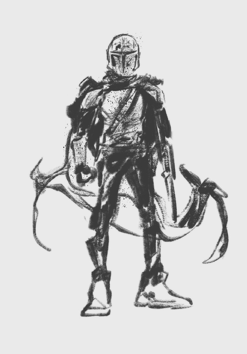 humanmgn's tweet image. 5 min doodles featuring Mando, Robin, 2B, and Eraserhead!