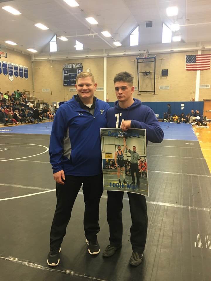 CoachChowske's tweet photo. Congrats to Dylan Wojciechowski on reaching 100 career wins today! Dylan is our second Flacon wrestler to reach 100 career wins this season. https://t.co/A8jrnOWHhh