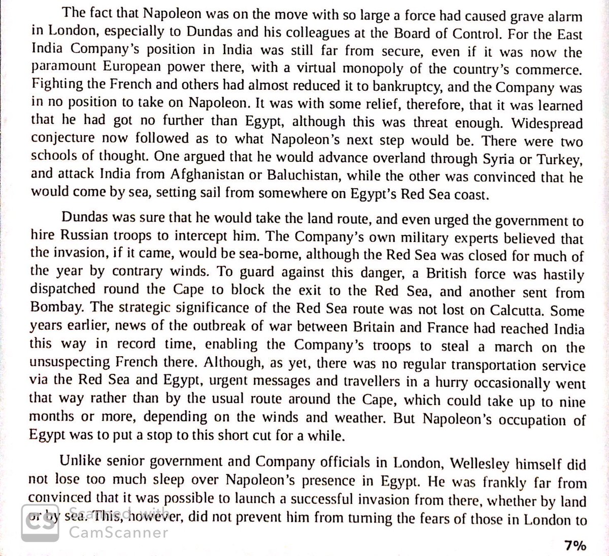 Fear of Napoleonic invasion led London giving a free hand to the Duke of Wellington. Wellington greatly expanded British control, seizing numerous territories & dispossessing their rulers, mostly for East India Company shareholders’ benefit.