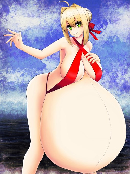 [R-18] 特盛水着ネロ(あかいいなずま) #ボテ腹 #妊婦 #母乳 #多胎 #ネロ・クラウディウス(Fate) #Fate #Fate/GrandOrder #Fate/EXTRA-CCC #版権  