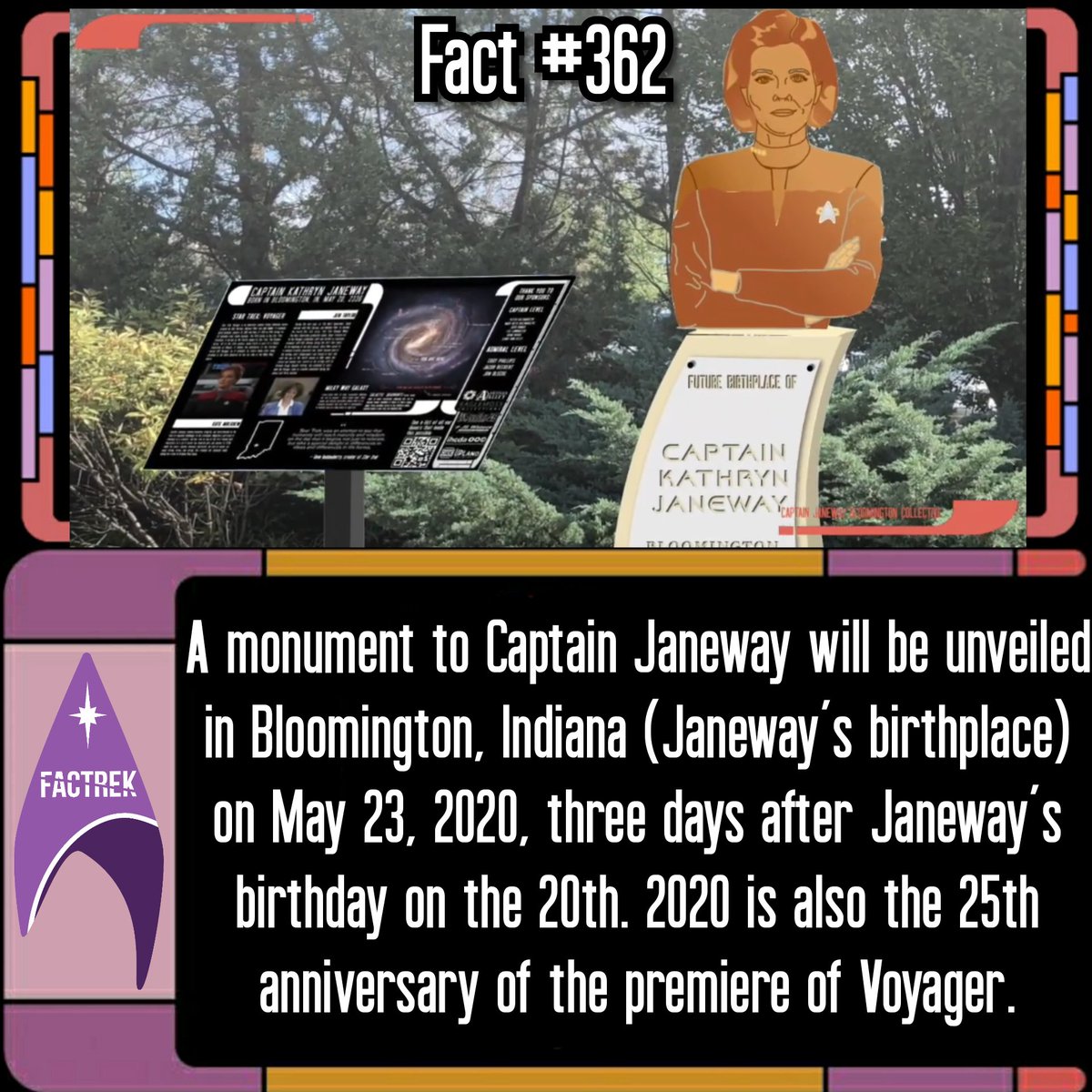 startrek_facts's tweet photo. #StarTrek #janeway #voyager #captainjaneway #janewaymonument #bloomington
@TheKateMulgrew @StarTrek https://t.co/2eK5oQqPRD
