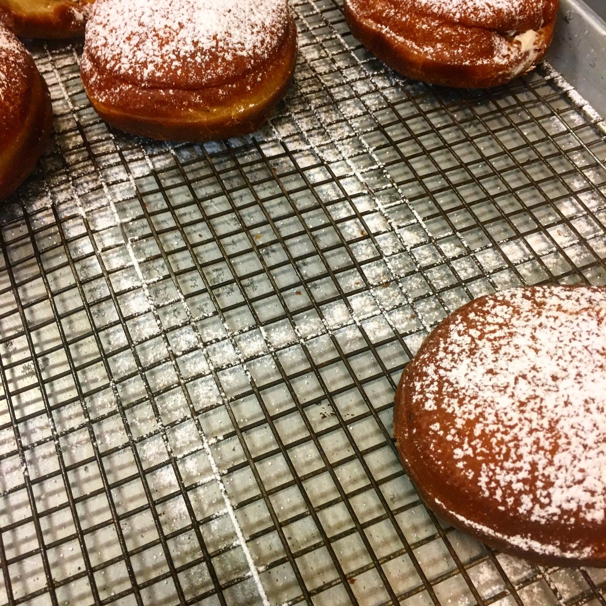 Going, going, gone! Last chance for Sufganiyot (and bagels) from Marla is this Sunday, <a href="/miracle_plum/">Miracle Plum</a>, from 10-1! It may be raining outside, but we’ll keep it warm and cozy inside, so come on by!! #seeyanextdecade #marlacomestosantarosa #hanukkah #sufganiyot #donuts #comeeat