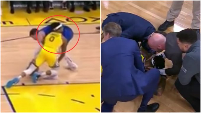 【影片】又受傷了！羅素爭搶球過程中脖子撞到東契奇腰部倒地，一度抬出擔架備用！-黑特籃球-NBA新聞影音圖片分享社區