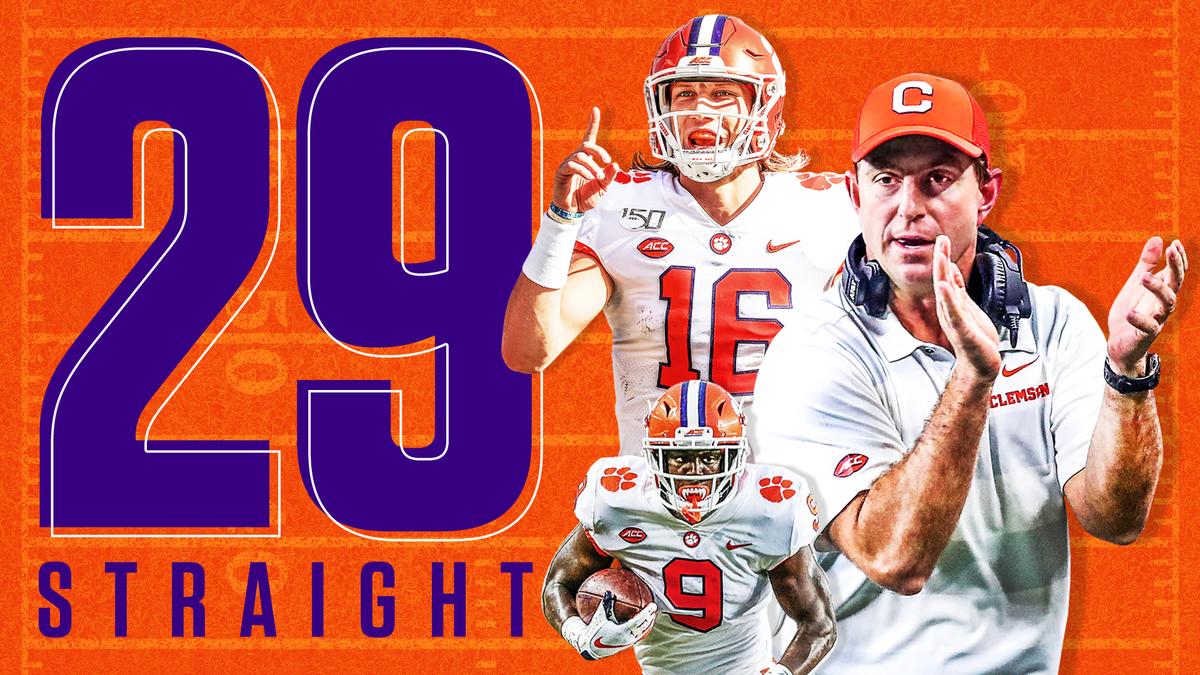 ESPNCFB's tweet image. The longest active FBS win streak stays with Clemson 🔥 #CFBPlayoff