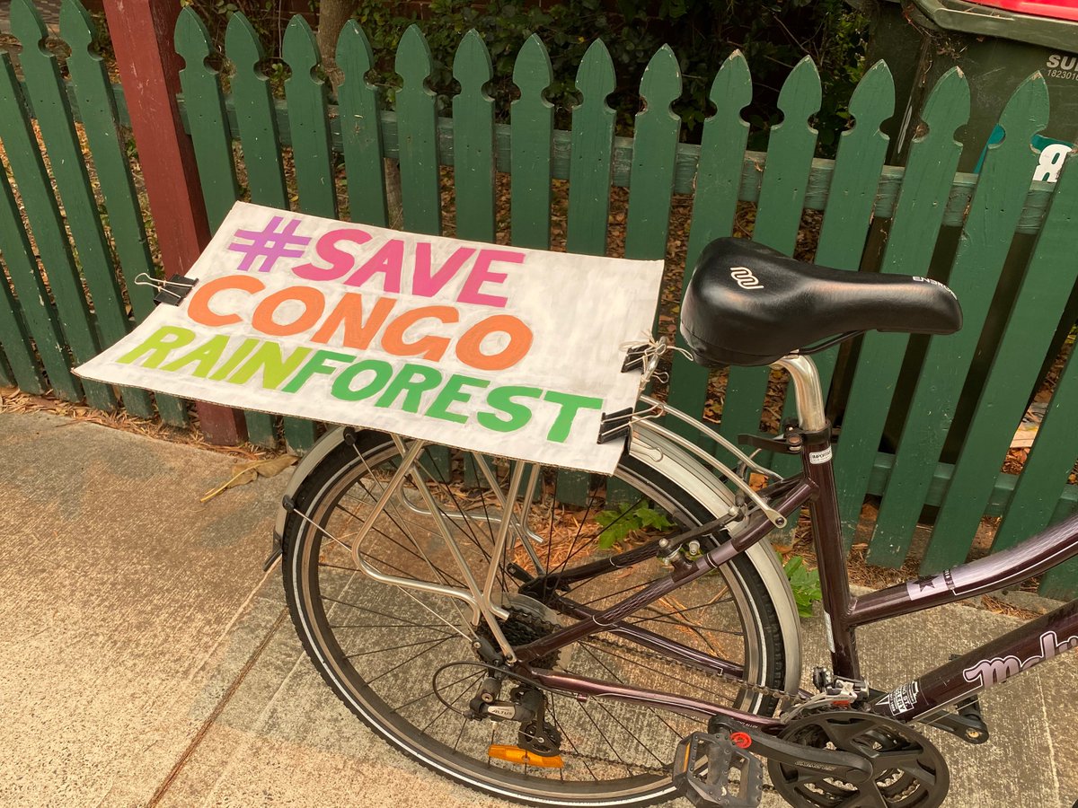 Patsyip_'s tweet photo. The exact art of attaching a #ClimateStrike poster to a bicycle is something I am still perfecting...
#SaveCongoRainforest https://t.co/jhHS5qS3nR