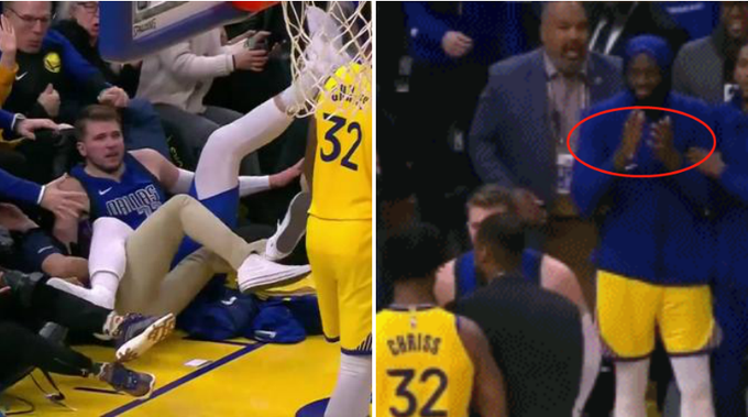 【影片】東契奇遭勇士惡漢狠狠推倒，倆人差點幹架，追夢綠在板凳席鼓掌大笑！-黑特籃球-NBA新聞影音圖片分享社區