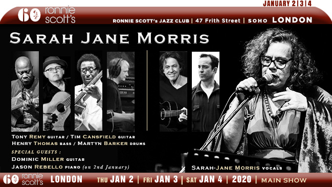 jazzsharing's tweet photo. →@officialronnies #Soho, #London
☆ @SarahJaneMorri3 top jazz/R&B vocalist
→https://t.co/fE0Q3OKANC
* W/ #TonyRemy #TimCansfield #HenryThomas
* Special Guests:
☆ @DominicMiller1 @Jasrebello
JANUARY2 +3+4 |main show
→https://t.co/hhCDO8vOjB
+ @JonathanGeeTrio (early shows) https://t.co/qAauWBk0dh