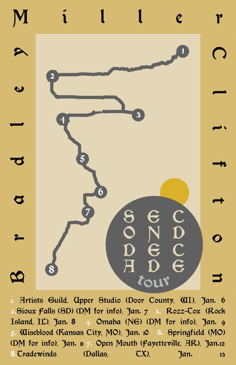 yawn_sea's tweet photo. Leaving for tour this Friday. If anyone can help out with dates in Sioux Falls or MPLS (Jan. 7) and Omaha (Jan. 9), it'd be super appreciated. If you live in any of these cities, hope to see you out at a #poetry and #noise performance #wintertour #seconddecade https://t.co/DmemCFUBFb