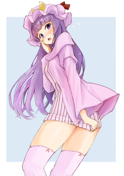 いつもより服の丈が短くてはずかしいパチュリーちゃん 