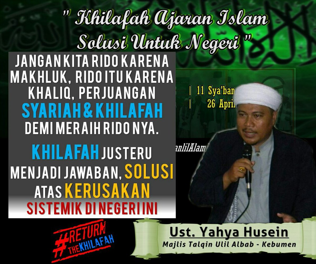 hendriutomo4's tweet photo. @ayahnisa40 Khilafah memang tidak instan, tapi tidak mungkin menjauh. Pasti mendekat. Dan sekarang tanda2nya sudah sangat terasa. Jadilah bagian dari perjuangannya. 
 >> #JatengSambutKhilafah <<
 #KhilafahUntukIndonesia - #MenujuSyariahKaffah
#E5ZJ

@SentotPrawirod7 https://t.co/70dy0wwsYo