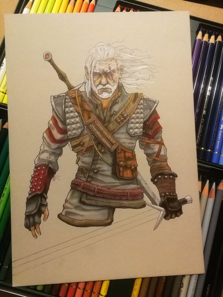 EdRarts's tweet photo. Finished a Christmas #Commission and can now post it #GeraltOfRivia along with a #trissmerigold pic (will post later) done on #midtone #cardstock #inked with #fineliners and #coloured with #markers and #polychromos happy with it and the recipient is v happy
#Witcher #art #artist https://t.co/6QuEJqpsOD