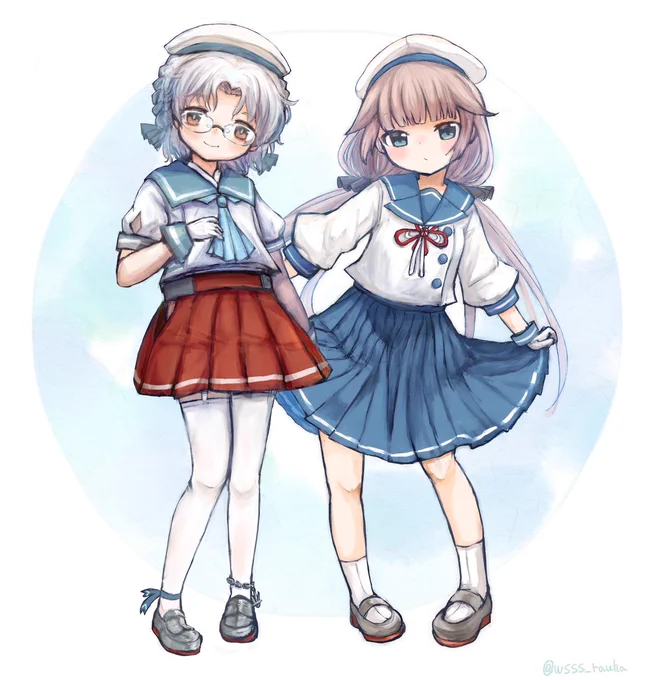御蔵ちゃんと平戸ちゃんとお洋服交換っこです?
スカートの長さが変わると新鮮ですよね
#艦これ #御蔵 #平戸 