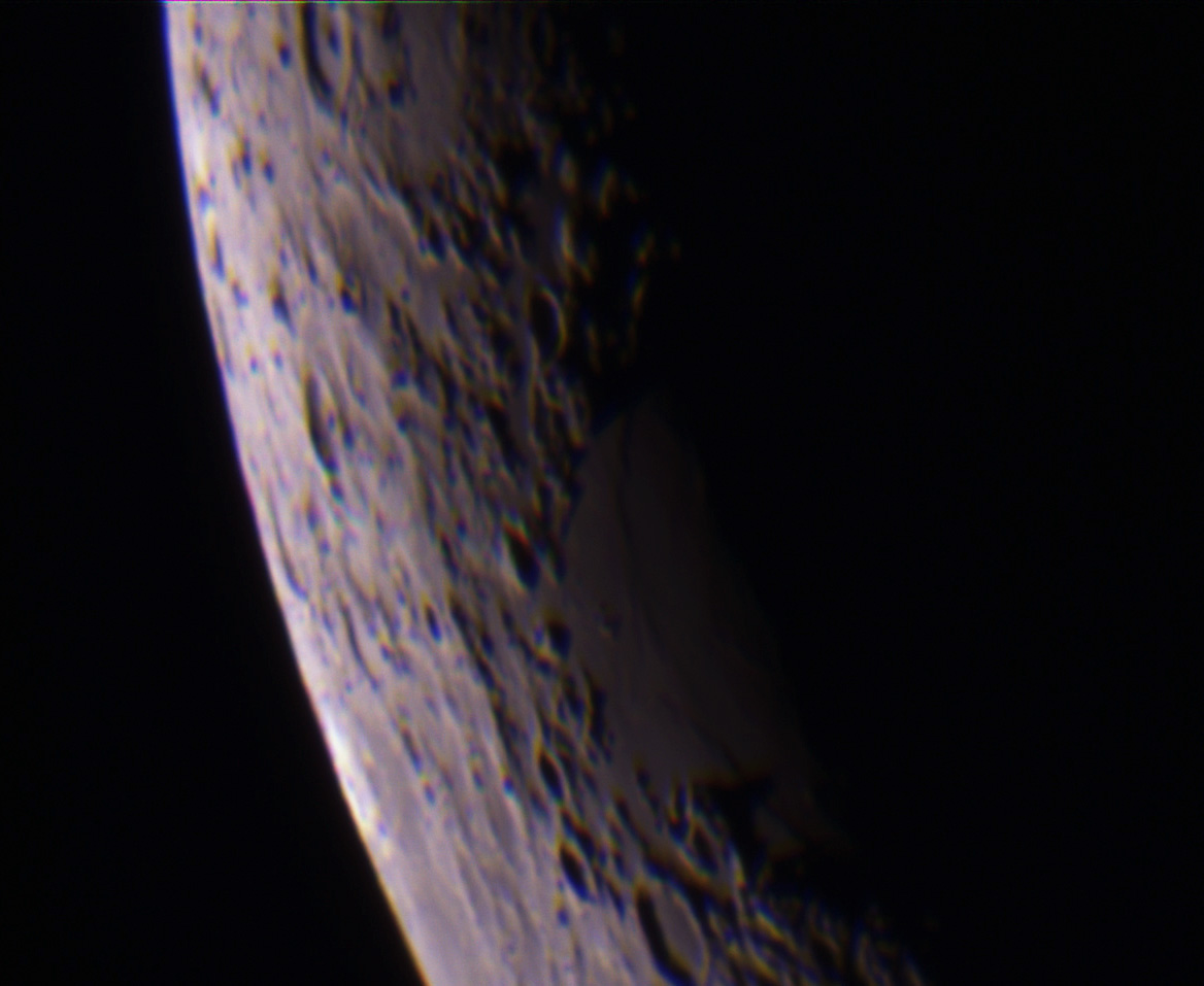 Bubbinski's tweet photo. All right before I go to bed, here's an RGB image taken with the C8/ZWO of the sunrise at Mare Crisium on the Moon this evening (12/28/2019) after sunset. https://t.co/duuMdXzLBG