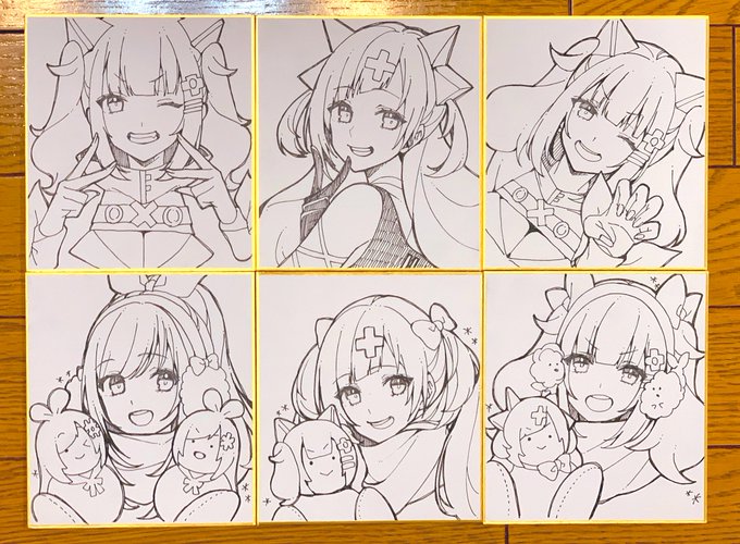 きのこのみ　直筆イラストミニ色紙　例大祭　コミケ きのこのみ直筆カラー色紙