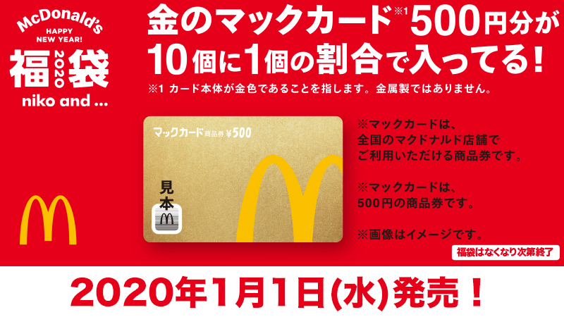 2020年1/1(水)から数量限定で販売開始の #マクドナルドの福袋2020