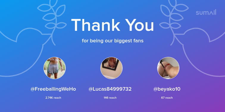 BBYngTop's tweet photo. Our biggest fans this week: FreeballingWeHo, Lucas84999732, beyako10. Thank you! via https://t.co/hN3ec62UrG https://t.co/nL5C5K0pEu