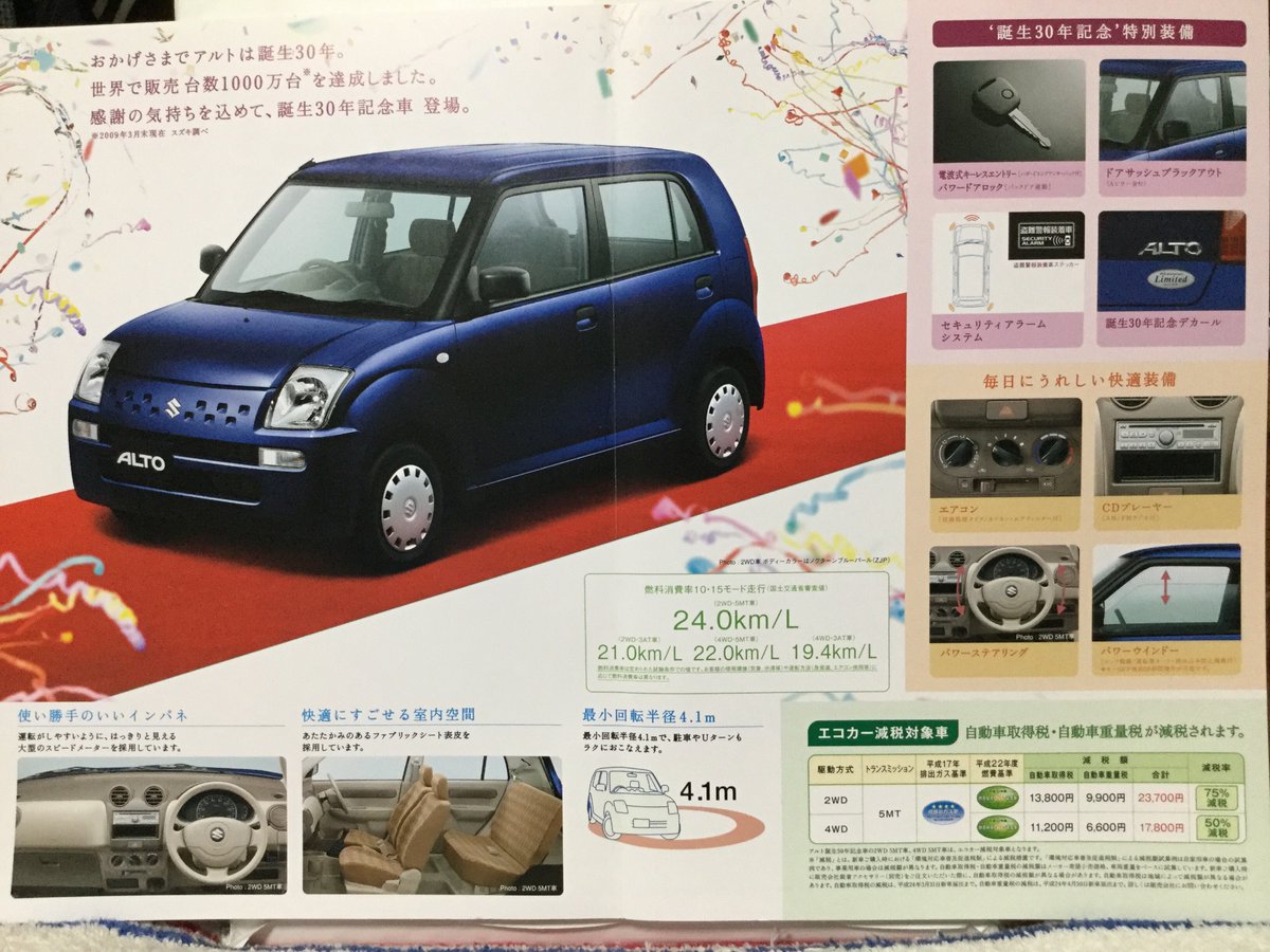 自動車カタログ収集記 Ha24s アルト 誕生30年記念車 T Co Fdj0bvacpd Twitter