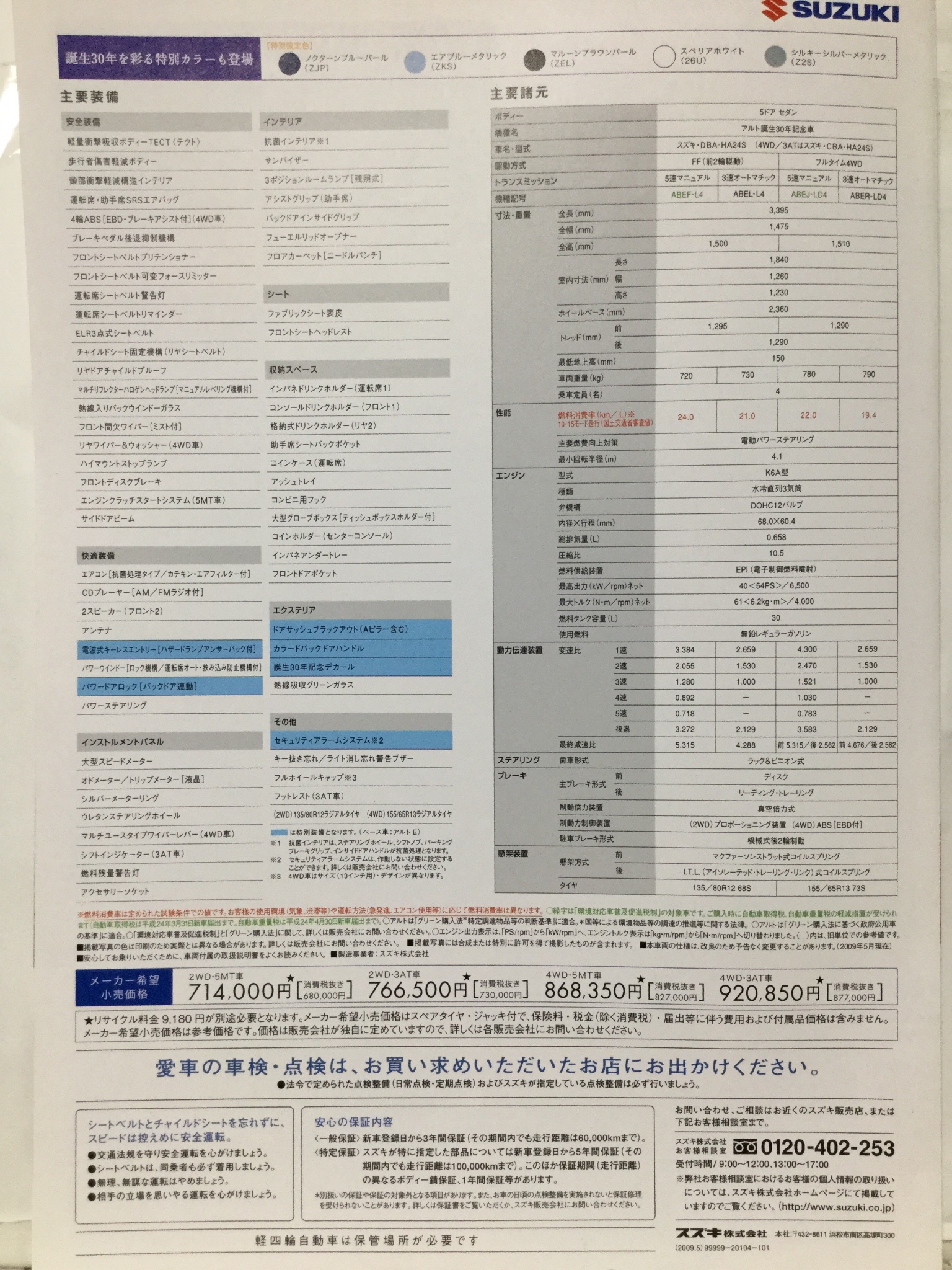 自動車カタログ収集記 En Twitter Ha24s アルト 誕生30年記念車