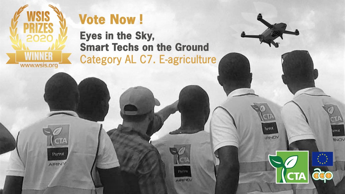 Act Now! bit.ly/WSIS2020-vote-…. The project: "Eyes in the Sky, Smart Techs on the Ground" has been nominated for voting under the category AL C7. E-agriculture at the World Summit on the Information Society - Prizes 2020 | Vote Now! | #WSIS2020 #D4Ag #Drones #UAV #DataScience