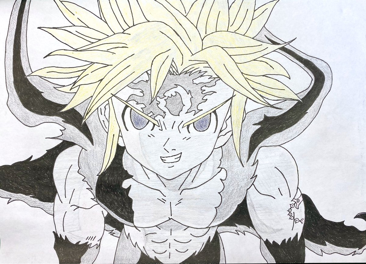 O Xrhsths 𝑴𝒊𝒛𝒖 イラスト描き Sto Twitter いつも鬼滅のイラストばかりだから七つの大罪 アニメ版 メリオダス アサルトモード 描きましたw漫画とアニメだと全然作画違うなぁ 七つの大罪 メリオダス アナログイラスト