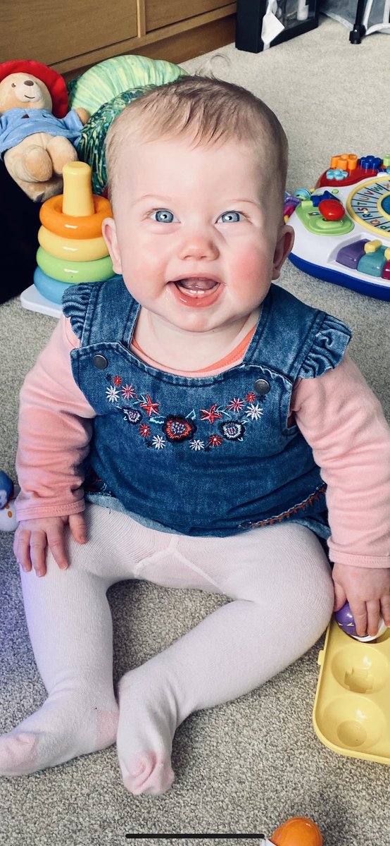 DoveEmma's tweet photo. Little Miss now has 2 tiny teeth and she is very proud to show them off! 🦷 🦷 #solomumbychoice #ivfsuccess #connieeva #firstteeth https://t.co/FmTAtv2fNh