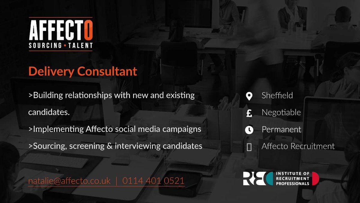 AffectoUK's tweet photo. Looking for a new challenge in 2020? JOIN AFFECTO... we are growing the team and want to speak to you! We are back in the Office from 2nd Jan, give us a call on 0114 401 0521. For more details please visit: https://t.co/Irx7NU8Il7

#sheffieldissuper #SheffieldJobs #recruitment https://t.co/18Q8RHJKxH