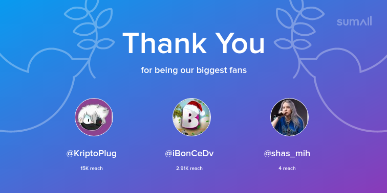 Pablo2021V's tweet photo. Our biggest fans this week: KriptoPlug, iBonCeDv, shas_mih. Thank you! via https://t.co/eoLbVdCTlT https://t.co/NON8buYNkE