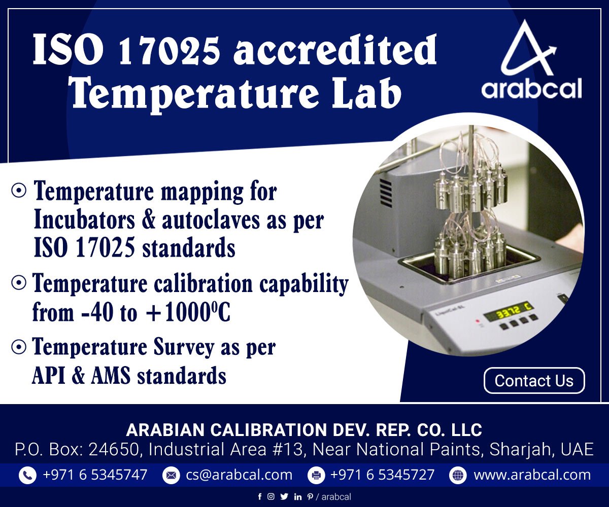 Arabcal1's tweet image. We perform onsite &amp;amp; lab calibration for Temperature-sensitive equipment in the clinical and other industries.

 #TemperatureLab #labcalibration #Temperature_sensitive_equipment #Arabcal #Medical #Electricity #Sharjah #UAE #SaudiArabia #Oman #Kuwait #Jordan #Qatar #Iraq #GCC